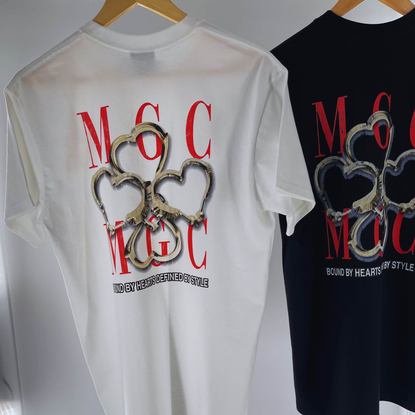 Bounded Hearts T Shirt — premium cotton tee with defined streetwear styling. - White and Black