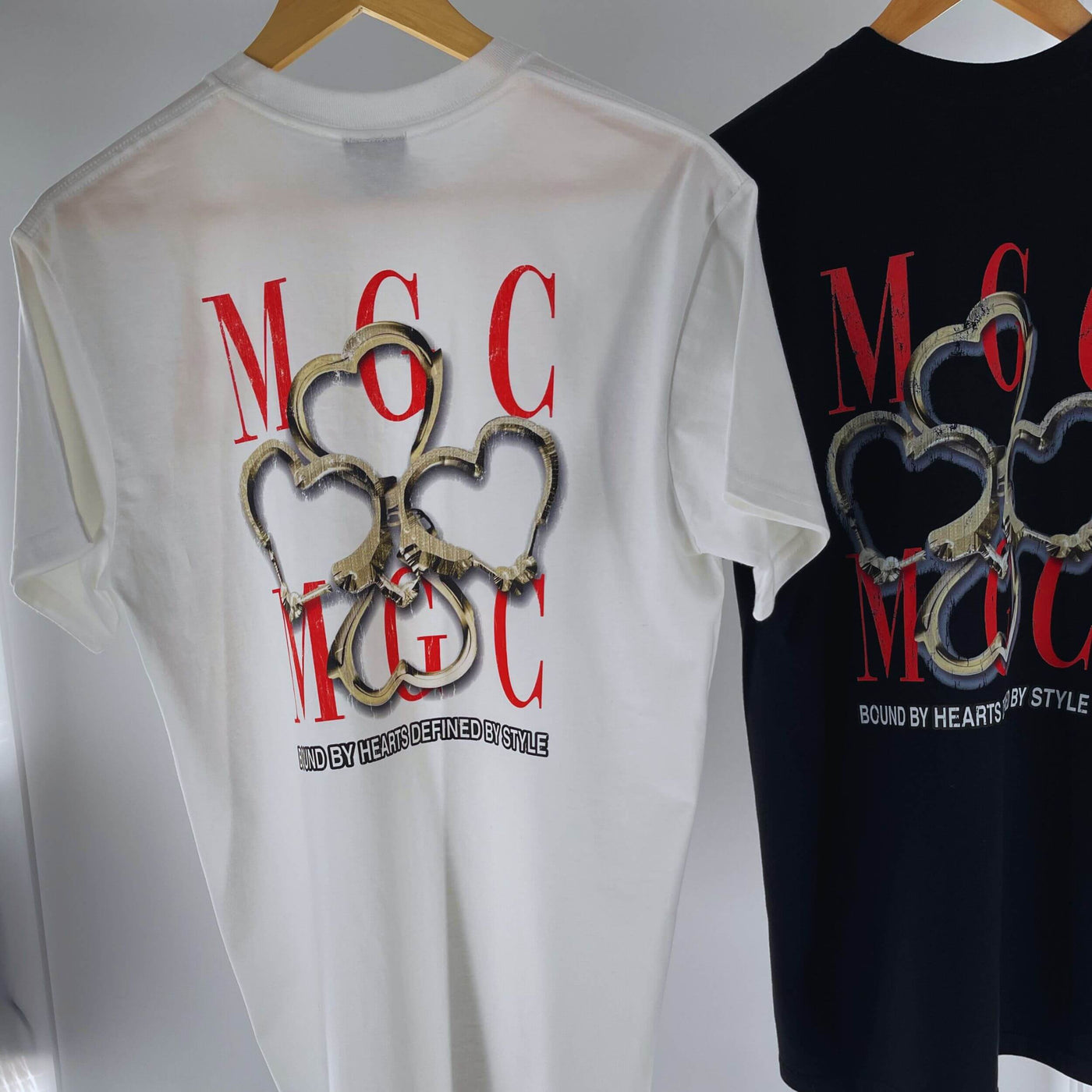 Bounded Hearts T Shirt — premium cotton tee with defined streetwear styling. - White and Black