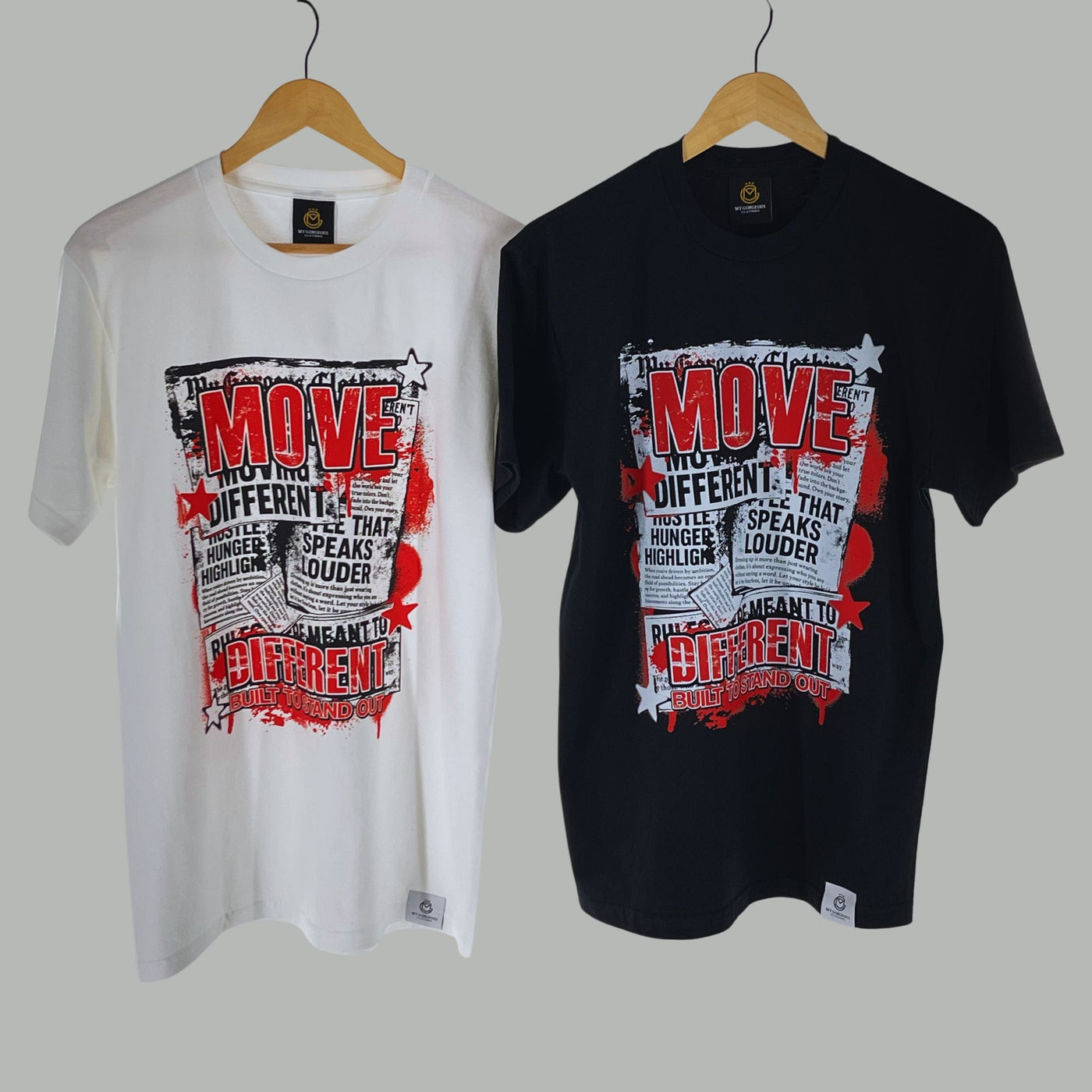 Move Different T Shirt — breathable cotton tee with movement-ready fit. -White and Black