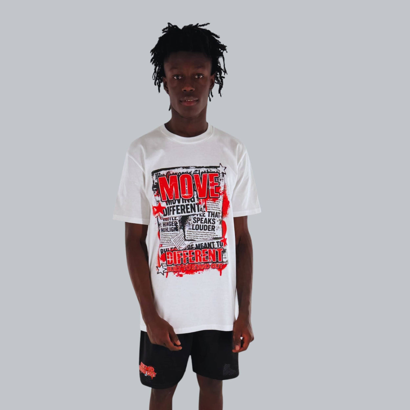 Move Different T Shirt — breathable cotton tee with movement-ready fit. -White