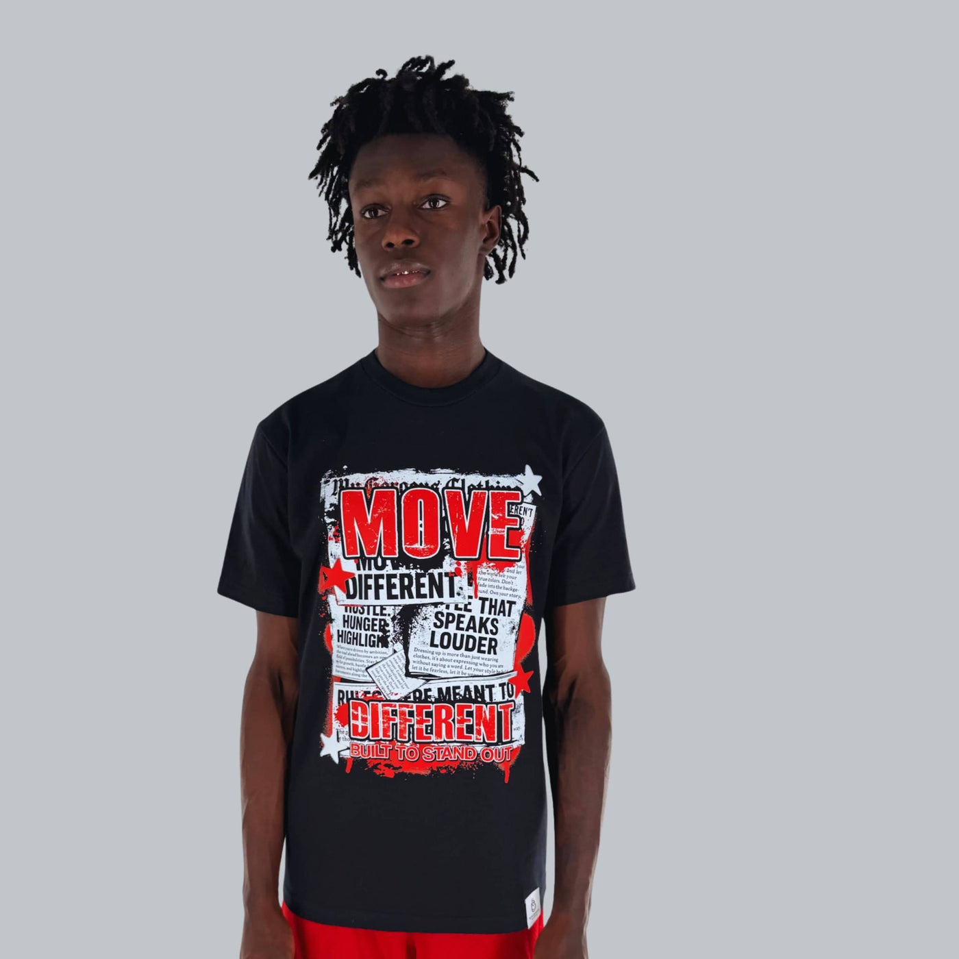 Move Different T Shirt — breathable cotton tee with movement-ready fit. -Black