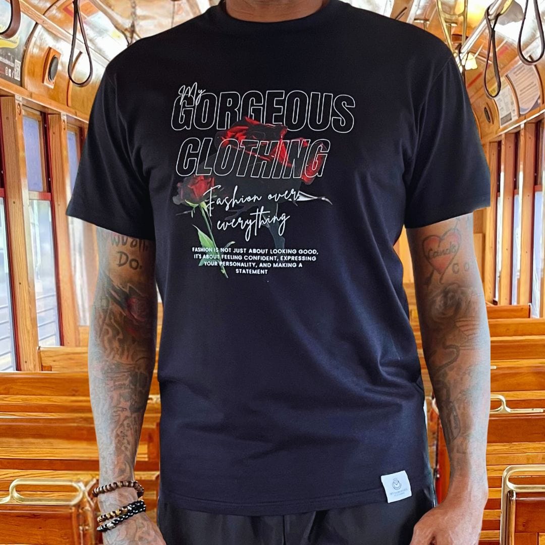 My Rose, My Style T Shirt — breathable cotton tee with statement graphic and comfortable fit. -Black