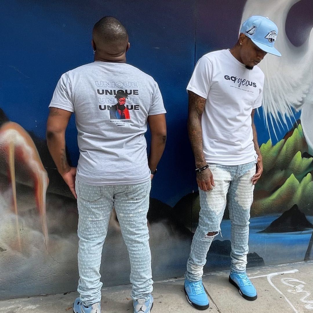 Unique Force T Shirt — breathable cotton tee with defined fit and comfort. -Gray and White