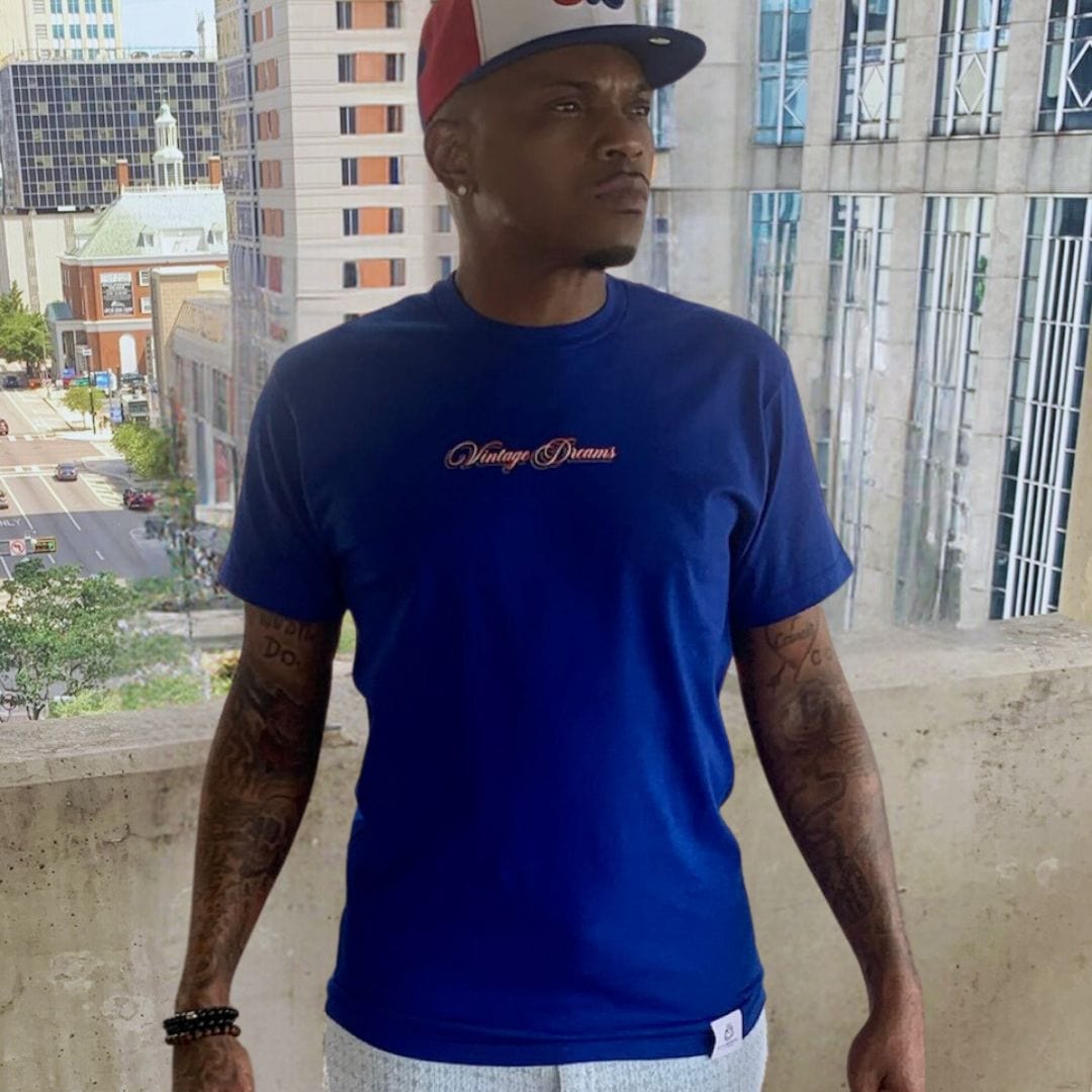 Vintage Dreams T Shirt — classic cotton tee with balanced everyday fit. -Blue