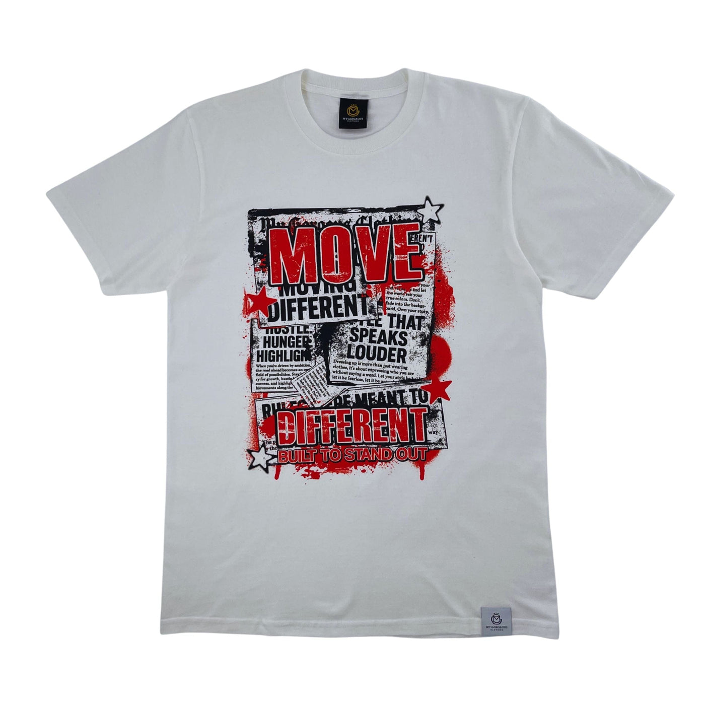 Move Different T Shirt — breathable cotton tee with movement-ready fit. -White