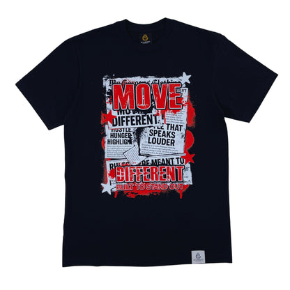 Move Different T Shirt — breathable cotton tee with movement-ready fit. -Black