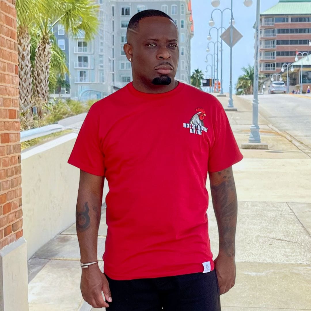 City Grind T Shirt — premium cotton streetwear tee with defined fit. -Red