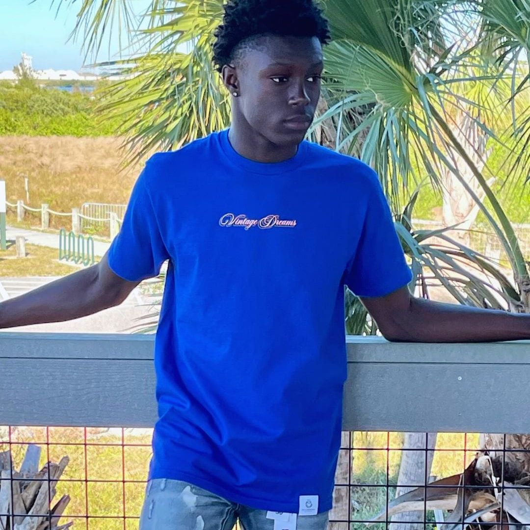 Vintage Dreams T Shirt — classic cotton tee with balanced everyday fit. -Blue